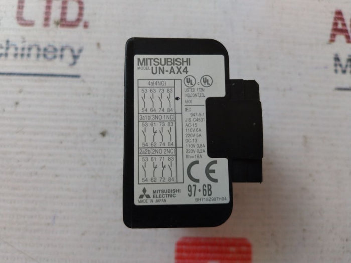 Mitsubishi Un-ax4 Auxilary Contact Block 4A(4No) 110V 6A 220V 5A