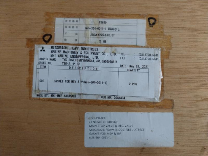 Mitsubishi Ys0-21-p-111 Gasket For Msv Rv 15O-19J-00O , At56Ct