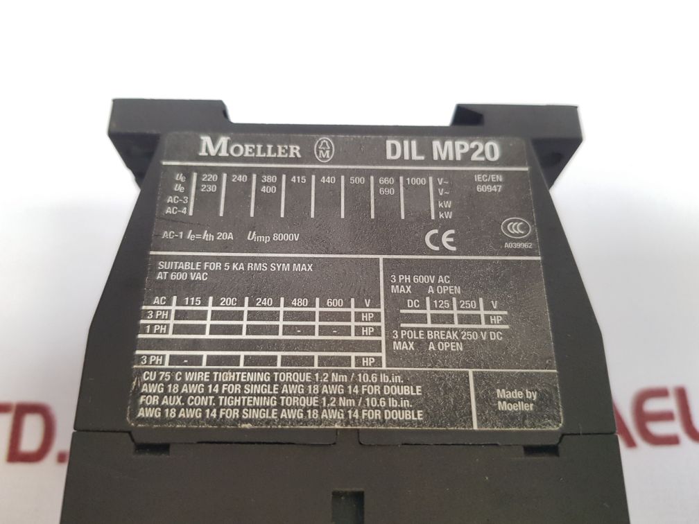 Moeller Dil M32-xhi22 Contactor With Dil Mp20 Aux.Block New One Without Box