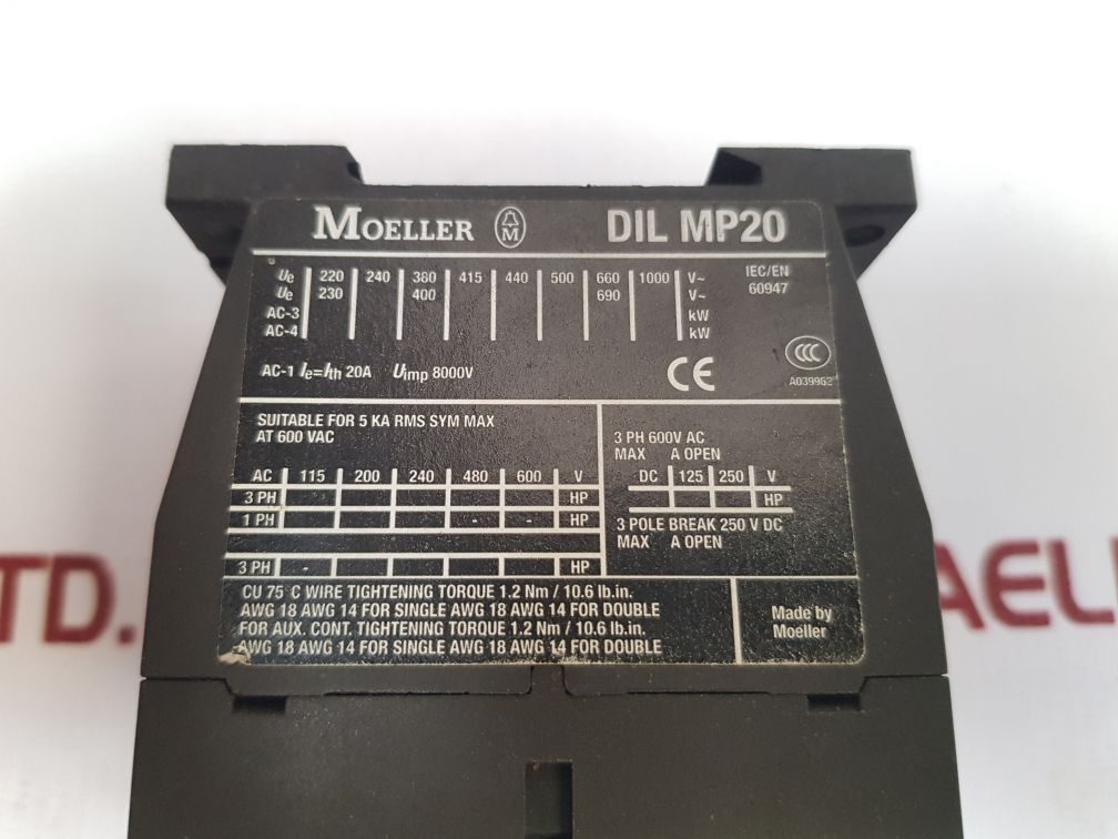 Moeller Dil M32-xhi22 Contactor With Dil Mp20 Block&nbsp;