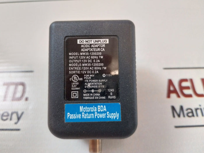 Motorola MW35-1200200 Passive Return Power Supply AC/DC Adaptor