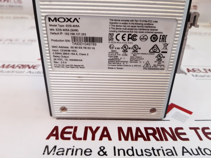 Moxa eds-405a etherdevice switch 3093000001654 rev.: 2.0.0