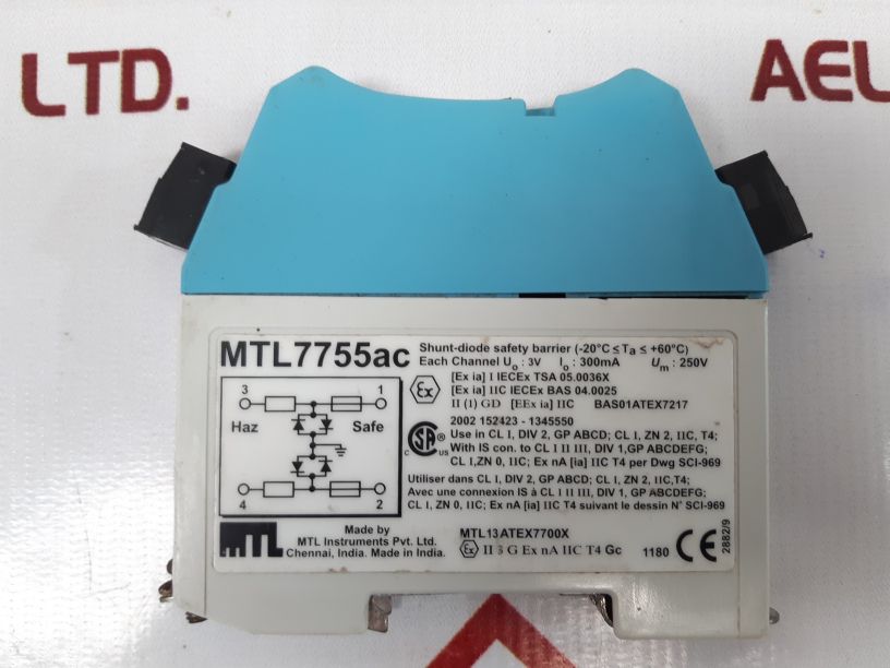 Mtl 7755Ac Shunt- Diode Safety Barrier 300Ma 250V