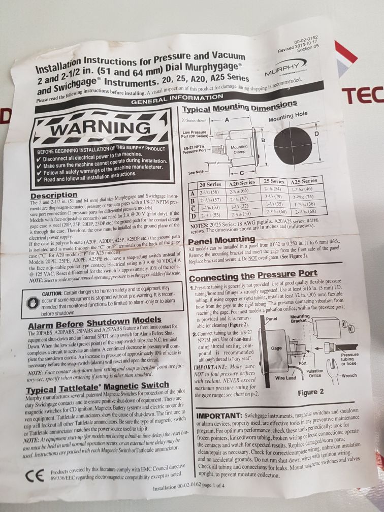 Murphy 05351540 Press-switchgage - Aeliya Marine Tech