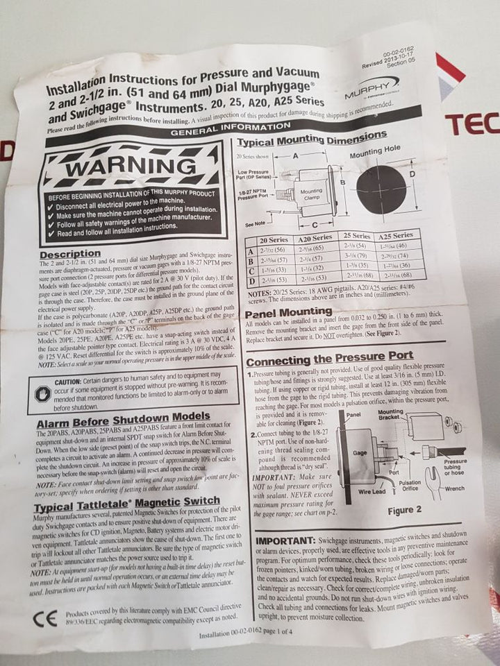 Murphy 05351540 Press-switchgage - Aeliya Marine Tech