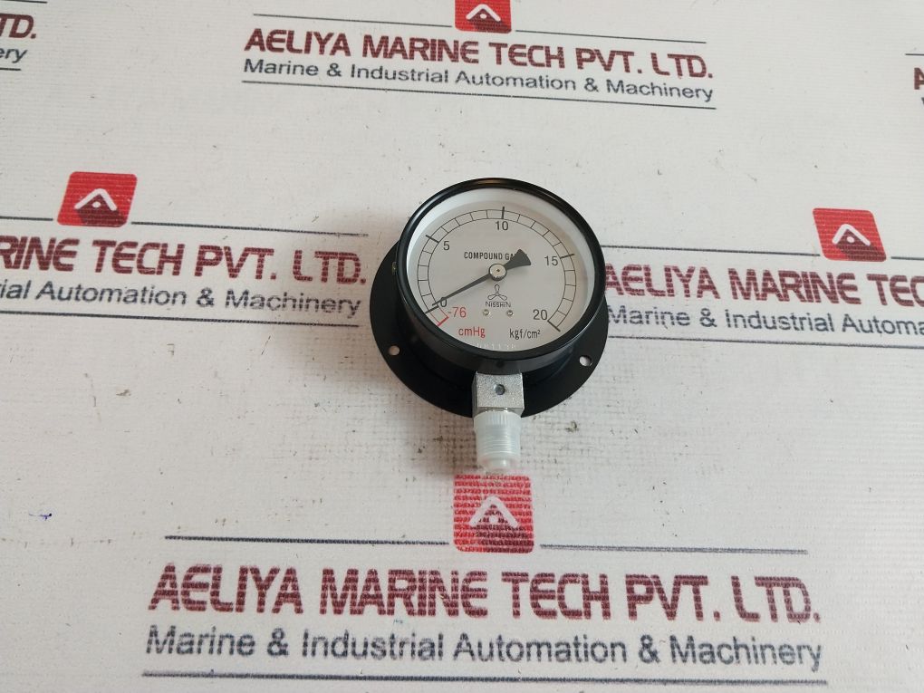 Nisshin 0-20 Kgf/Cm2 Compound Pressure Gauge Ammonia 0-20 Kgf/Cm2