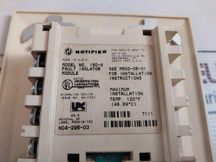 Notifier Iso-x Fault Isolator Module N04-295-03 S23-916-001 C58-134-403