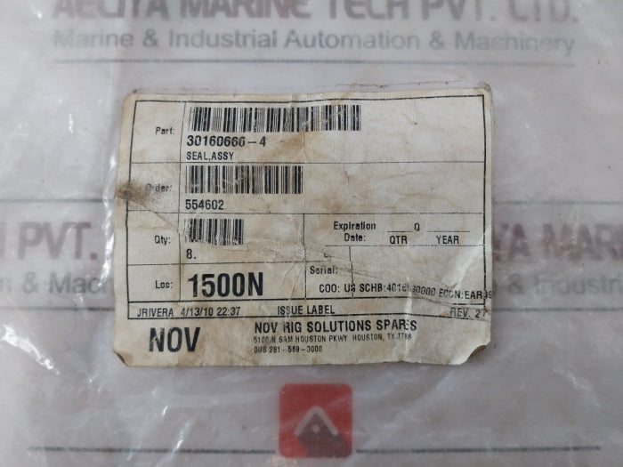 Nov 30160666-4 Rig Solution Spare Seal Assy, 554602, Rev. 2