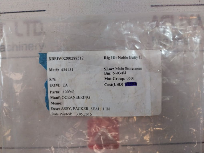 Oceaneering 100941 Packer Seal Assy 1 In 101028