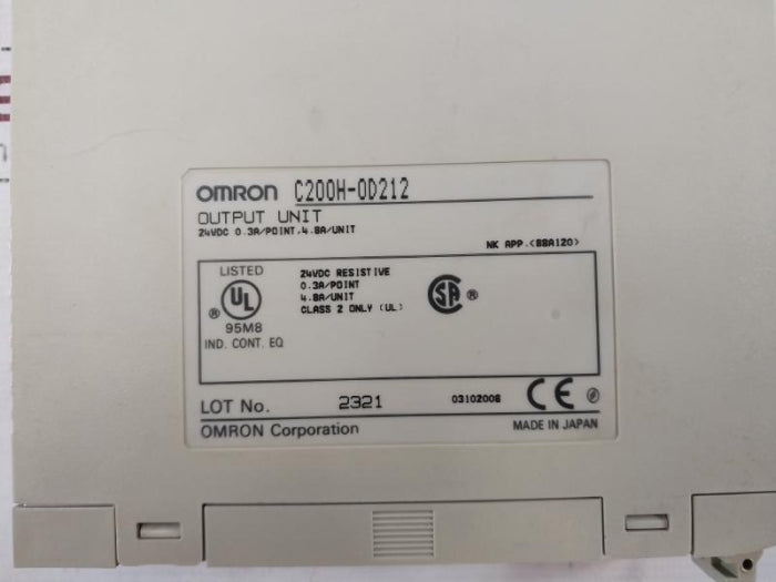 Omron C200H-od212 Output Unit 24Vdc 0.3A/Point 4.8A/Unit