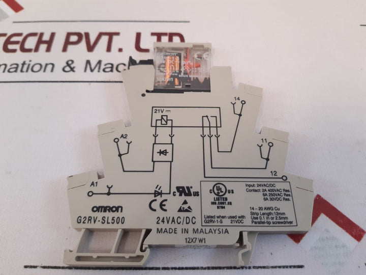 Lot of 6X Omron G2RV-SL500 Relay 24VAC/DC