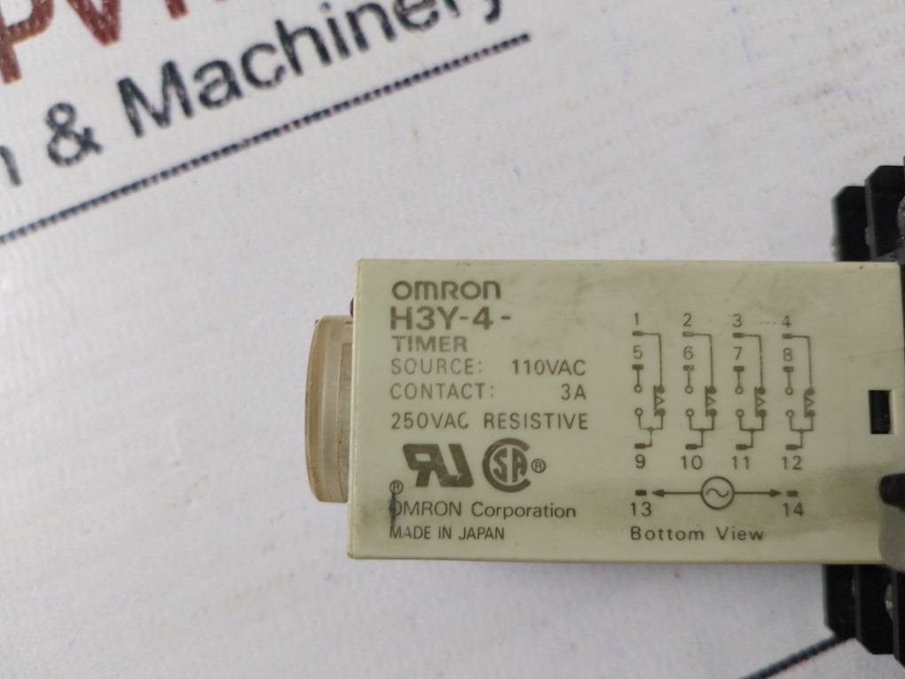 Omron H3Y-4 Timer Base 110 Vac 0-60 Sec