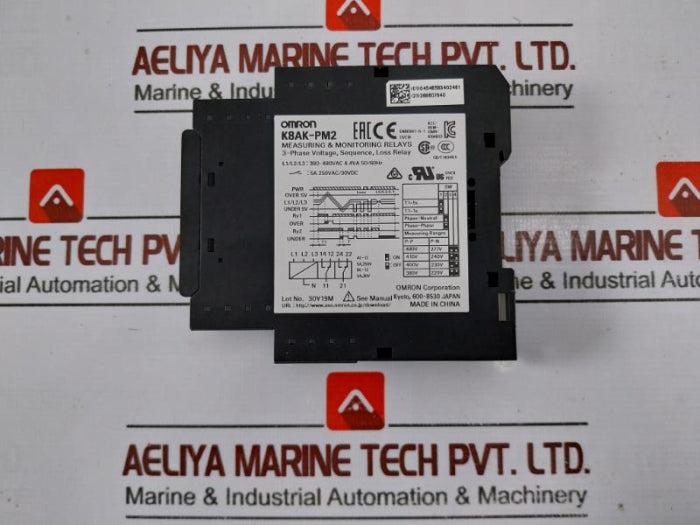 Omron K8Ak-pm2 3-phase Voltage Monitoring Relay 380-480Vac 5A Ac/Dc