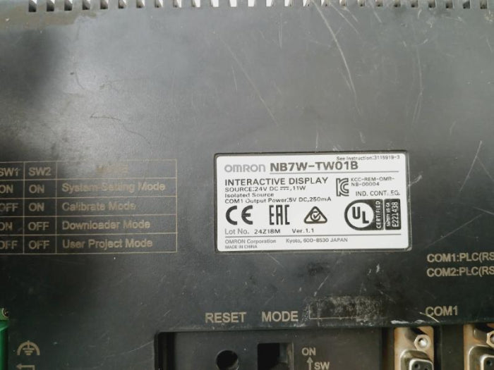 Omron Nb7W-tw01B Touch Screen Interactive Display 24V Dc 11W Ver 1.1