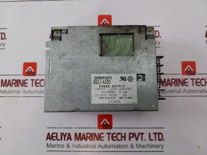 Omron S82J-6205 Power Supply Input 200-240Vac S82Y-j02K 50/60Hz 5Vdc 0334Oa