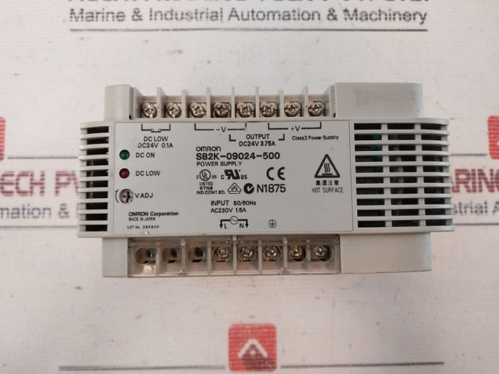 Omron S82K-09024-500 Power Supply Dc24V 0.1A 50/60Hz Input - Ac230V 1.5A