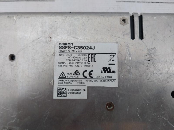 Omron S8Fs-c35024J Power Supply 24Vdc 14.6A Ac 100-240V