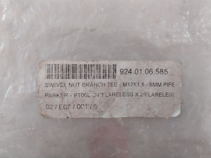 Parker Et06l Swivel Nut Branch Tee M12x1.5-6mm Pipe