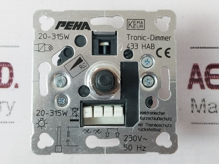 Peha 433 Hab Base Flush Mounting Rotary Tronic-dimmer 934.01.03.825, 230V 50Hz