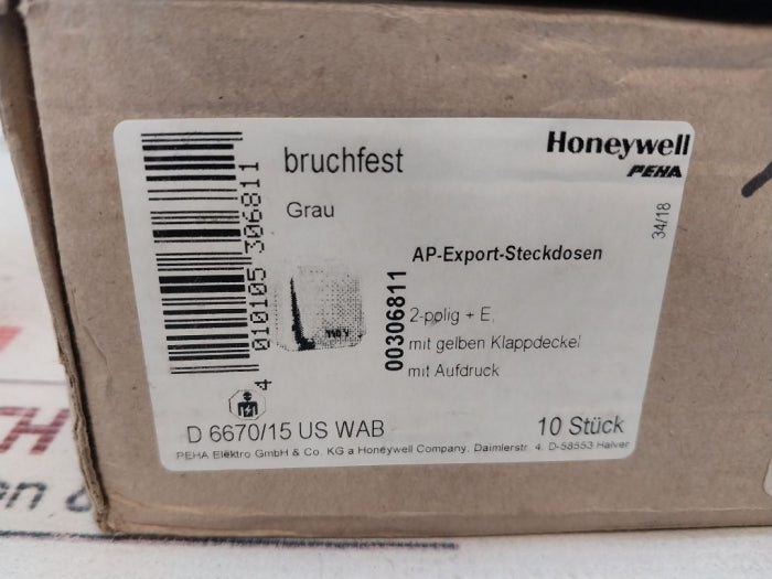 Peha 6600-102 US Socket 1-Gang With Snap Cover 15A 125V IP44