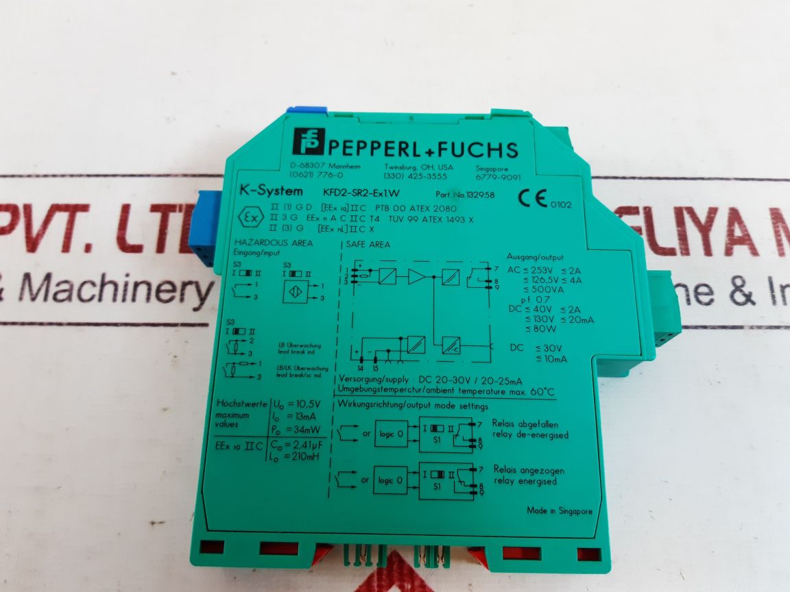Pepperl+Fuchs Kfd2-sr2-ex1.W Switch Amplifier 132958 Dc20-30V/ 20-25Ma