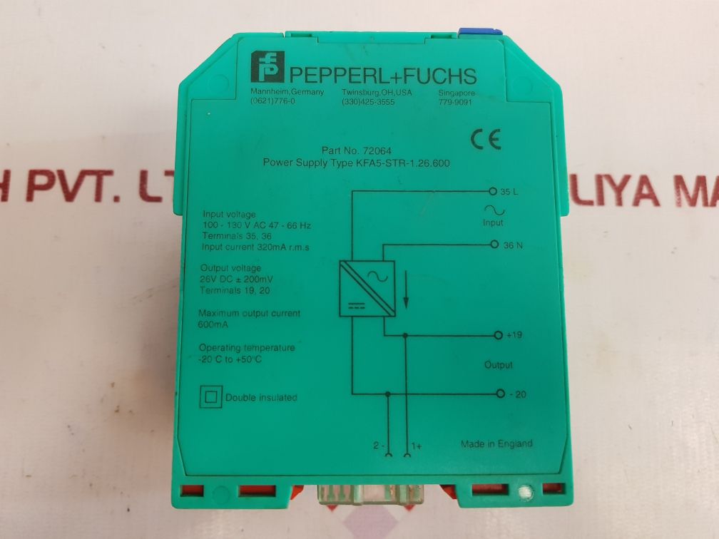 Pepperl+Fuchs Kfa5-str-1.26.600 Safety Barrier Power Supply 100-130V Ac 47-66Hz