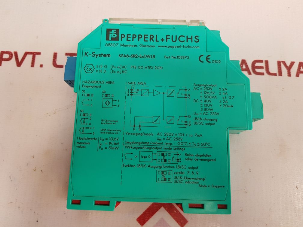 Pepperl+Fuchs Kfa6-sr2-ex1.W.Lb Switching Amplifier 103375