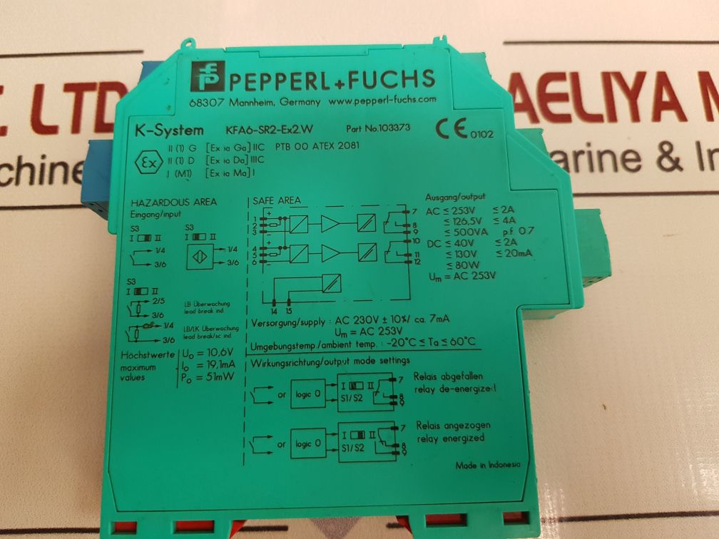 Pepperl+Fuchs K-system Kfa6-sr2-ex2.W Switch Amplifier 103373
