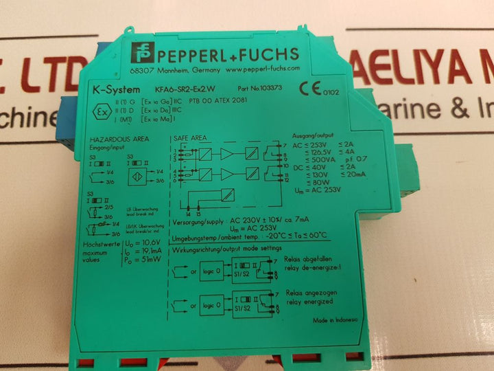 Pepperl+Fuchs K-system Kfa6-sr2-ex2.W Switch Amplifier 103373