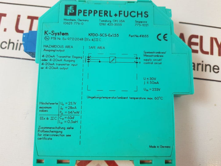 PEPPERL+FUCHS K-System KFD0-SCS-EX1.55 Safety Barrier 41655