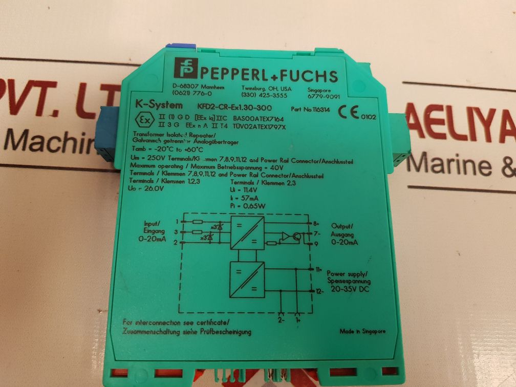 Pepperl+Fuchs KFD2-CR-EX1.30-300 Transformer Isolated Repeater 11.4V 57mA 0.65W