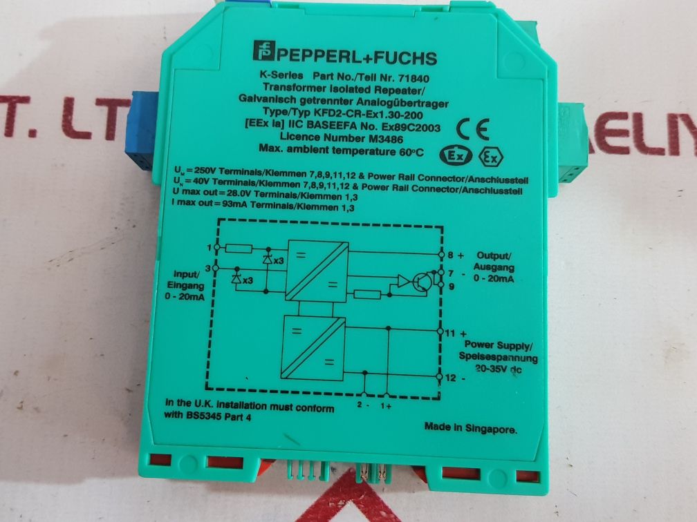 Pepperl+Fuchs K-series Kfd2-cr-ex1.30-200 Transformer Isolated Repeater 71840