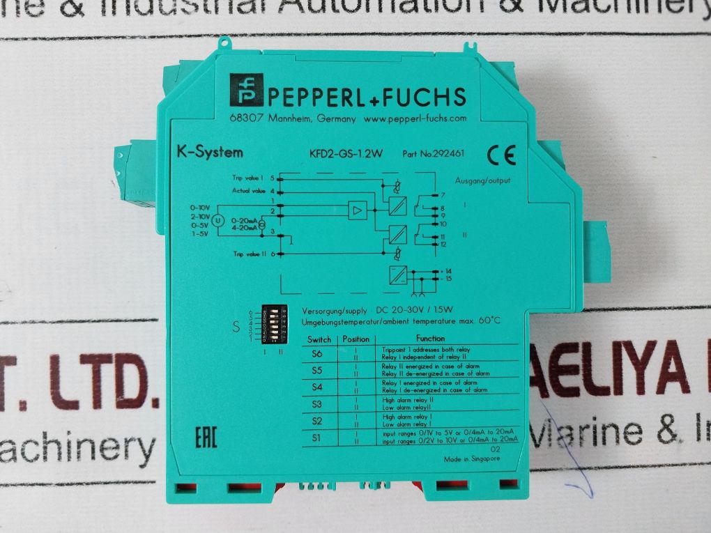 Pepperl+Fuchs Kfd2-gs-1.2W 1-channel Signal Conditioner 292461 Dc 20-30V/ 1.5W