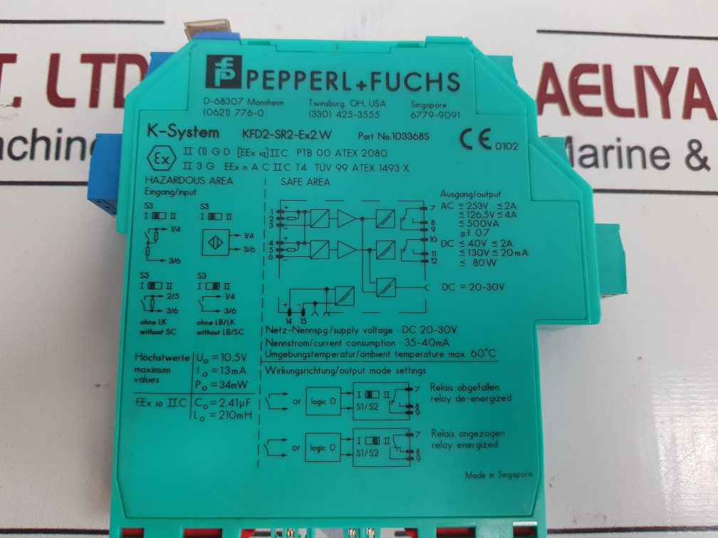 Pepperl+Fuchs K-system Kfd2-sr2-ex2.W Switch Amplifier 103368S
