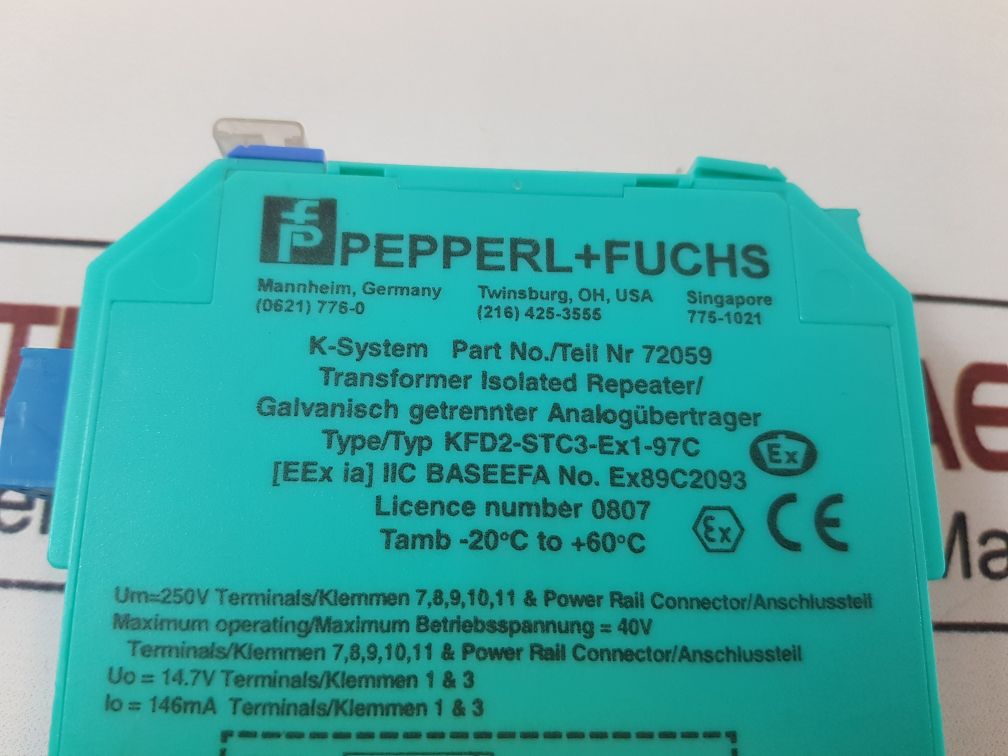 Pepperl+Fuchs K-system Kfd2-stc3-ex1-97C Transformer Isolated Repeater 72059
