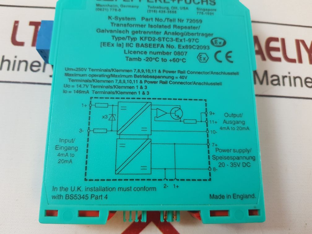 Pepperl+Fuchs K-system Kfd2-stc3-ex1-97C Transformer Isolated Repeater 72059