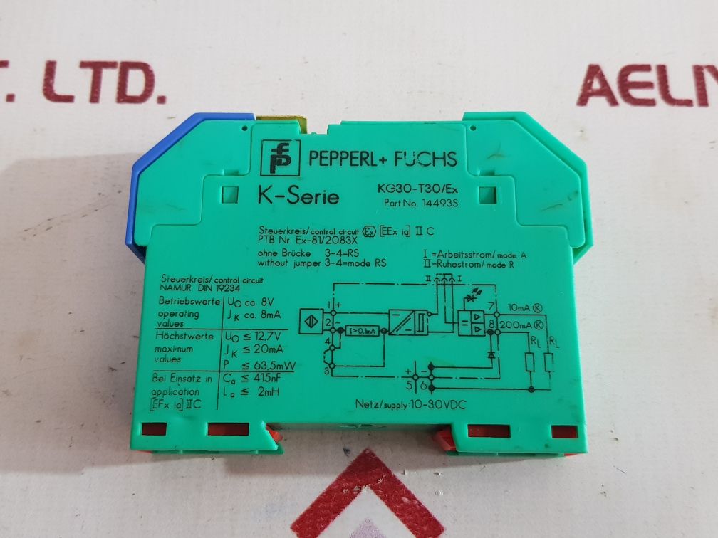 Pepperl+fuchs k series kg30-t30/ex safe barrier 14493s