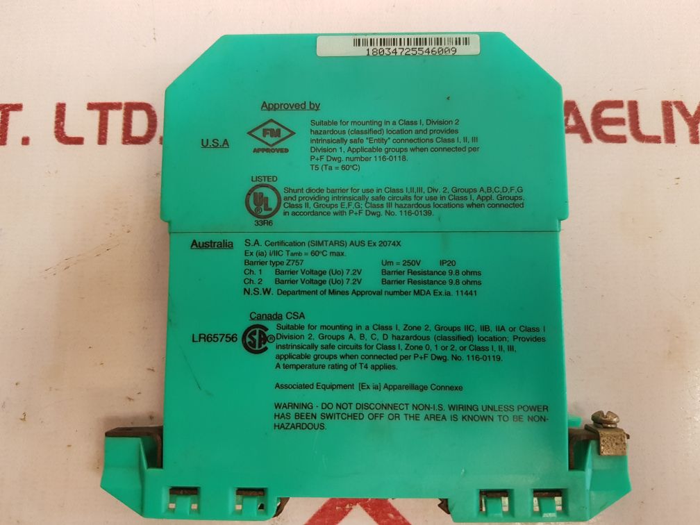 PEPPERL + FUCHS Z-Series Z757 Safe Snap Barrier 71889 250V