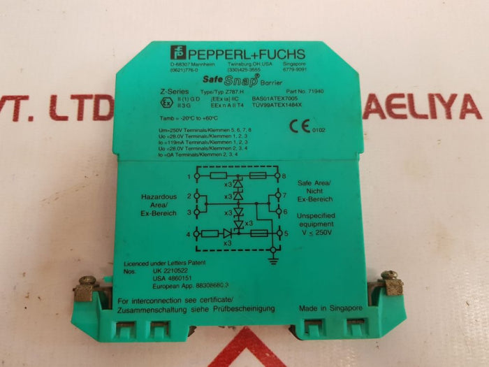 Pepperl+fuchs z-series z787.h safe snap barrier