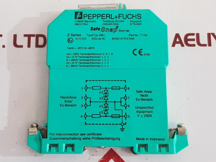 Pepperl + Fuchs Z-series Z961 Safe Snap Barrier 71795