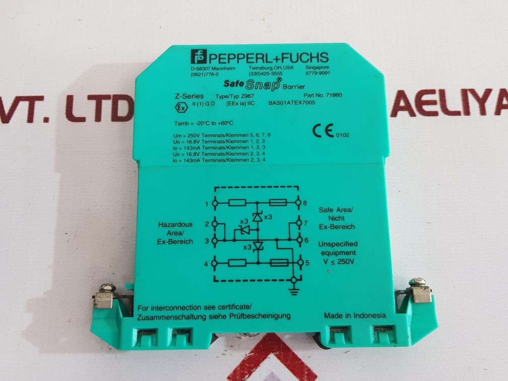 Pepperl + Fuchs Z-series Z967 Safe Snap Barrier