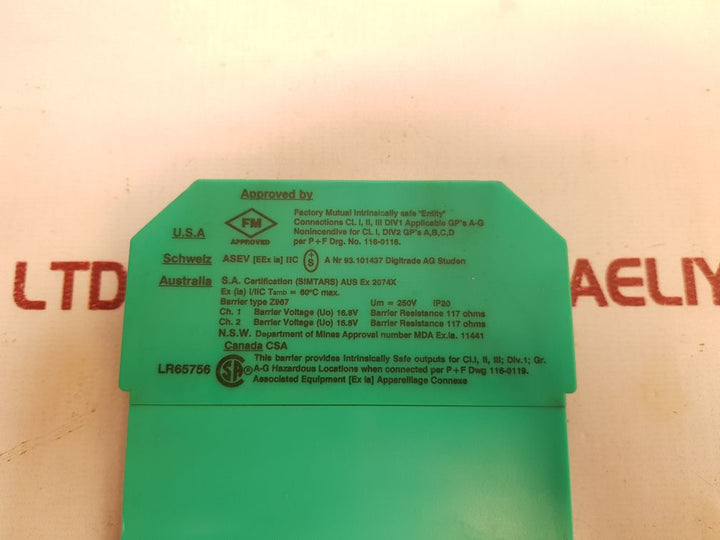 Pepperl+Fuchs Z967 Safe Snap Barrier 71860 250V 16.8V 60 C - Aeliya Marine Tech