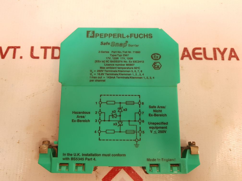 Pepperl+Fuchs Z967 Safe Snap Barrier 71860 250V 16.8V 60 C - Aeliya Marine Tech