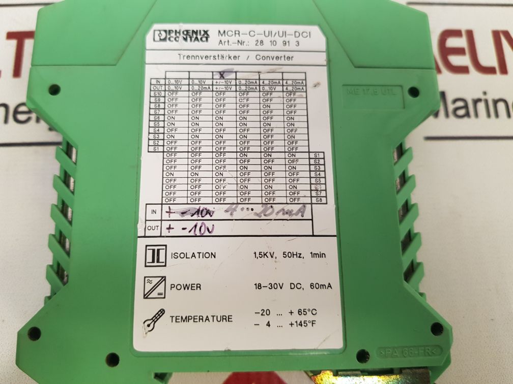 Phoenix Contact Mcr-c-ui/Ui-dci Isolation Amplifier 18-30V Dc, 60Ma