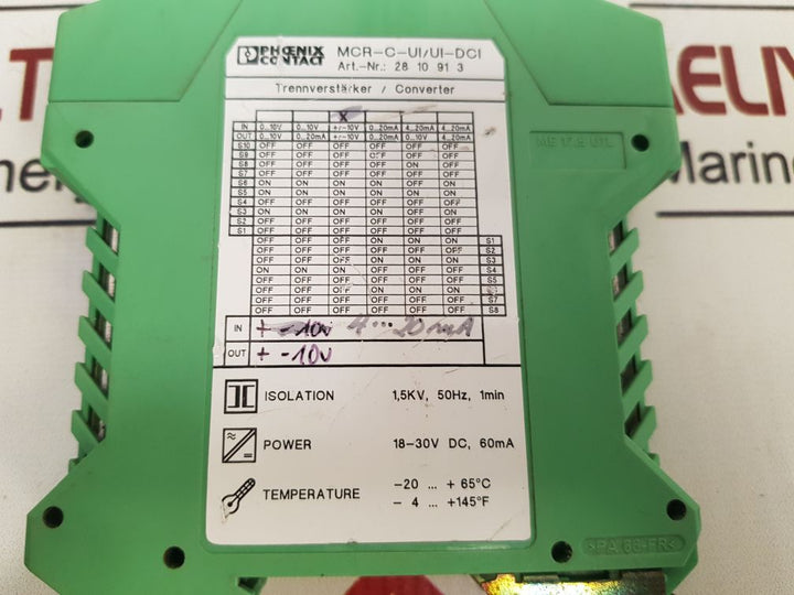 Phoenix Contact Mcr-c-ui/Ui-dci Isolation Amplifier 18-30V Dc, 60Ma