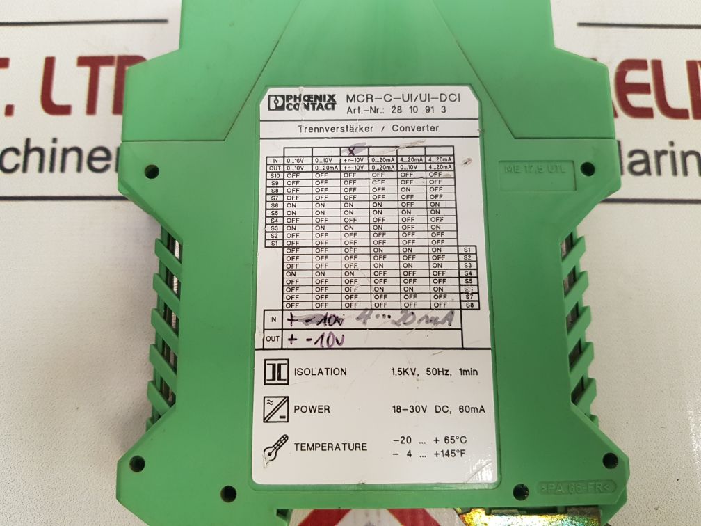 Phoenix Contact Mcr-c-ui/Ui-dci Isolation Amplifier 18-30V Dc, 60Ma