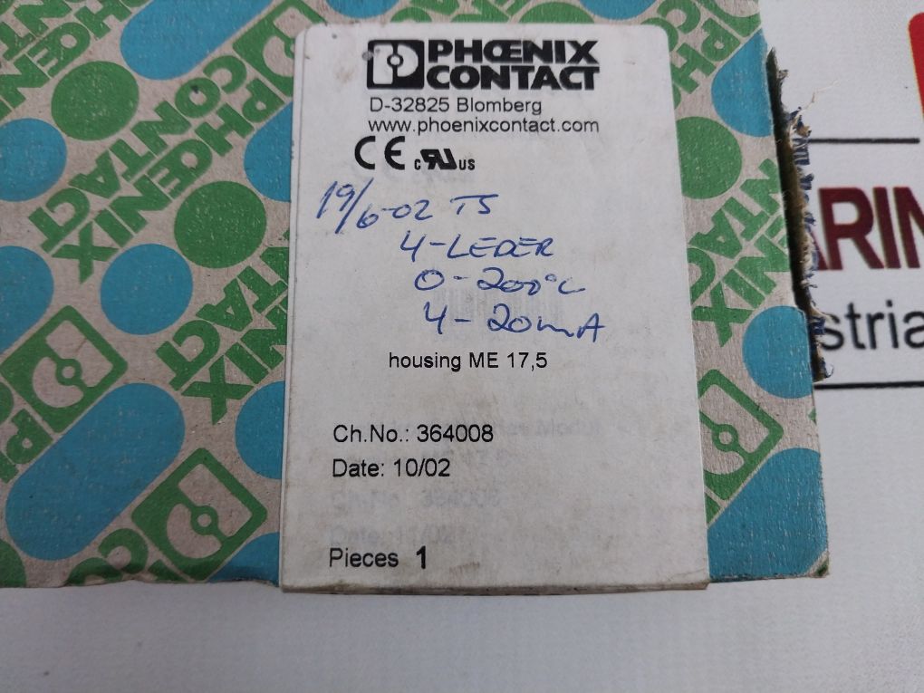Phoenix Contact Mcr-pt100/I/Dc Temperature Transducer 4-20Ma