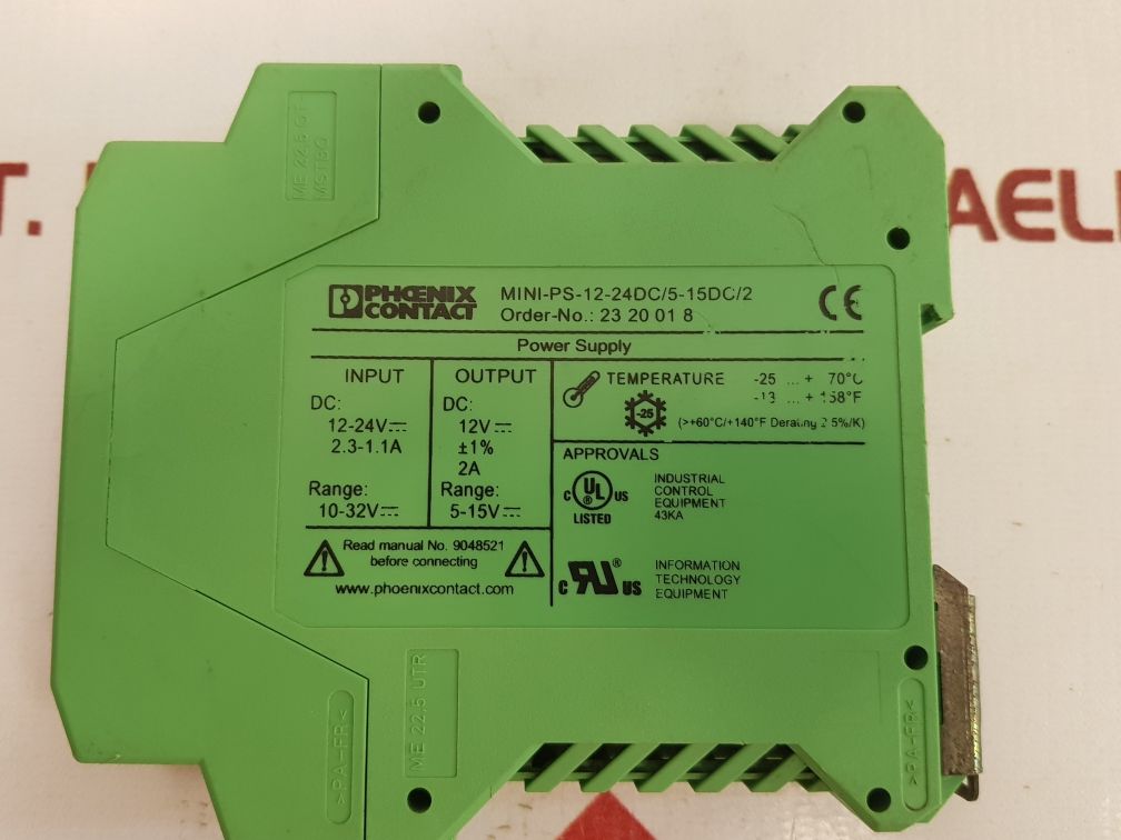Phoenix Contact Mini Power Mini-ps-12-24Dc/5-15Dc/2 Power Supply