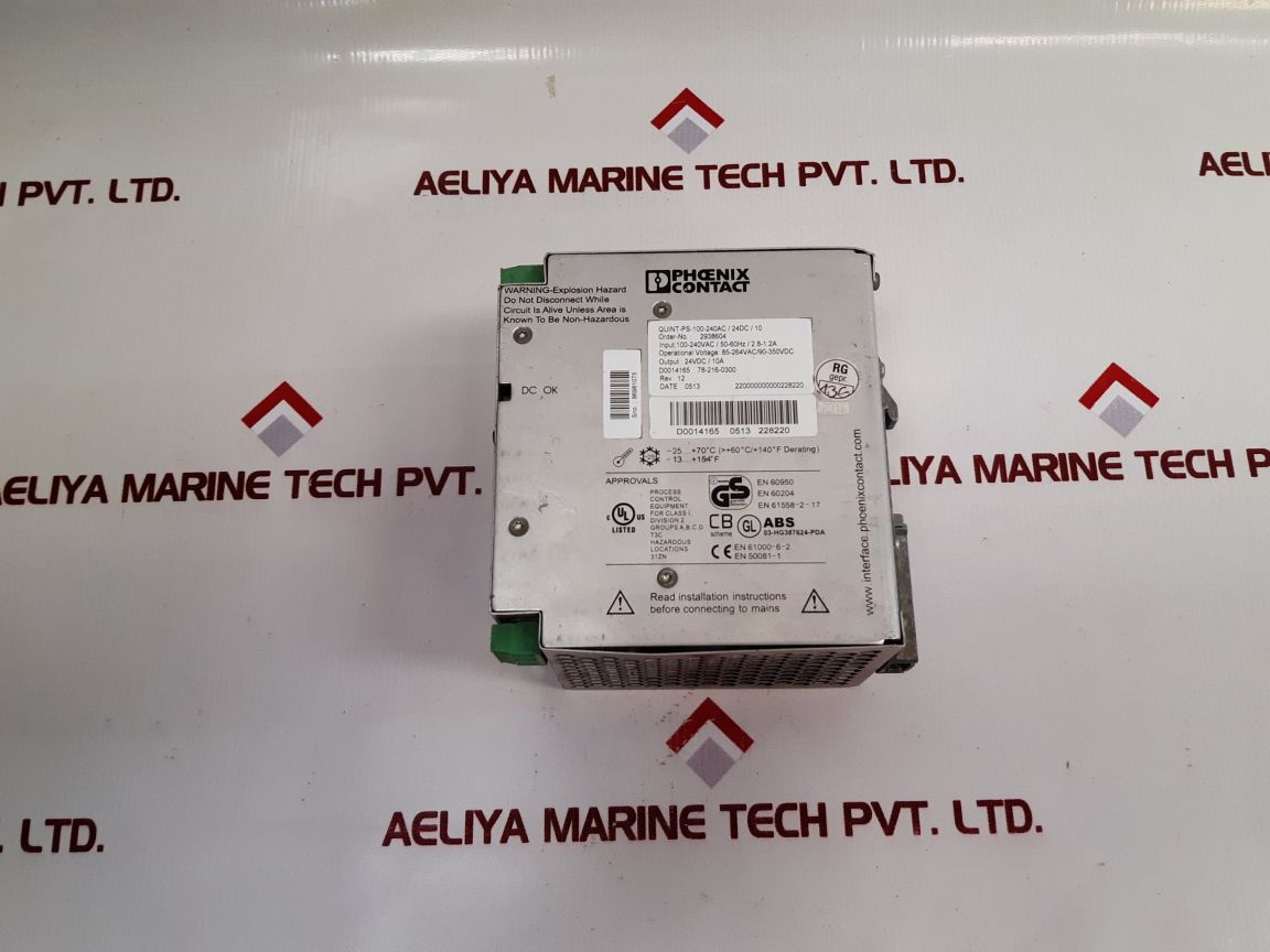 Phoenix Contact Quint-ps-100-240Ac/ 24Dc/10 Power Supply 2938604 Rev 12