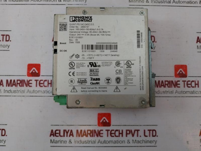 Phoenix Contact Quint-ps/1Ac/24Dc/3.5 Power Supply Rev 05 100-240V Ac 50-60Hz